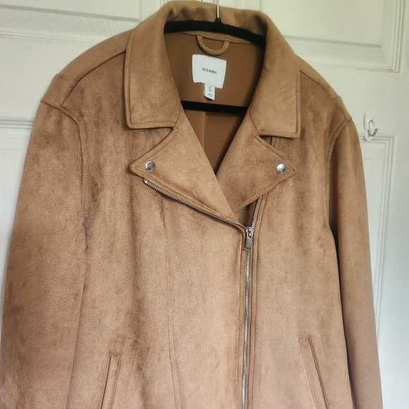 Old Navy *NEW Plus Size Faux Suede Tan Camel  Moto Jacket Size XXL - Picture 4 of 13
